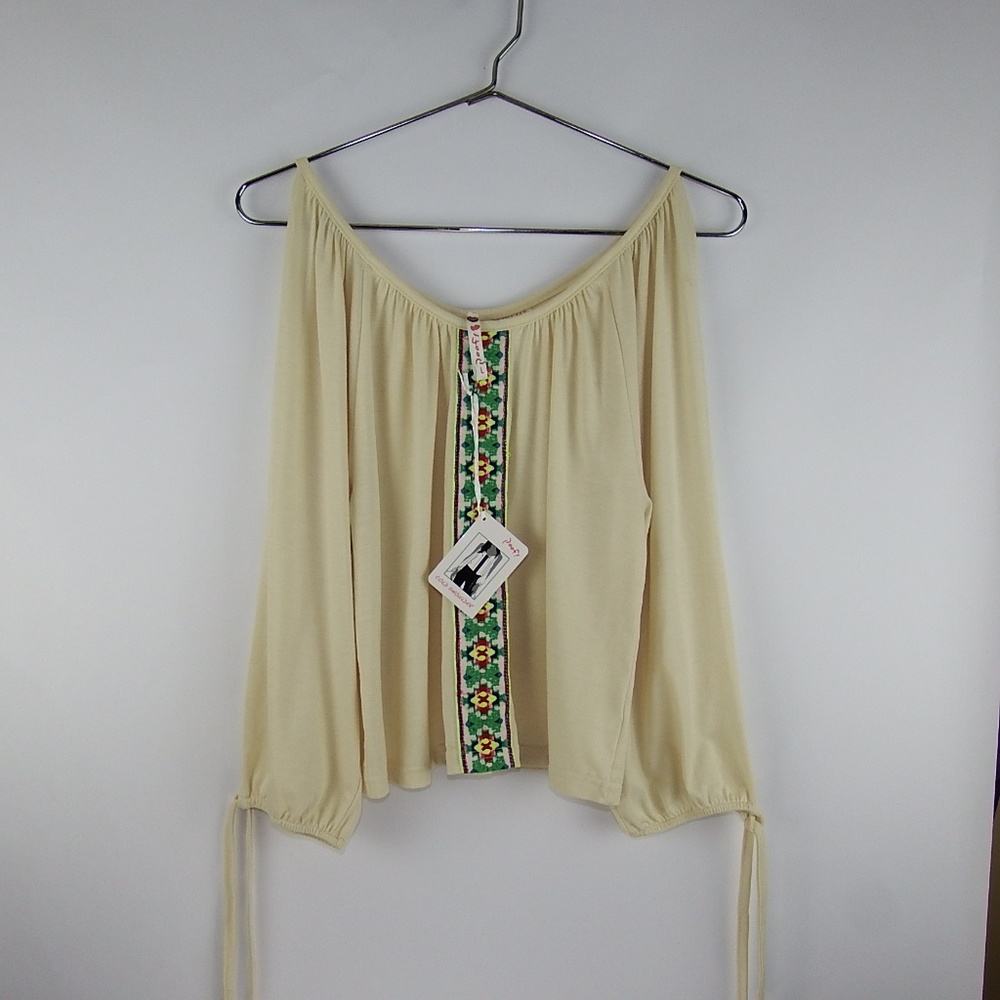 Poof! Cream Cold Open Shoulder Blouse